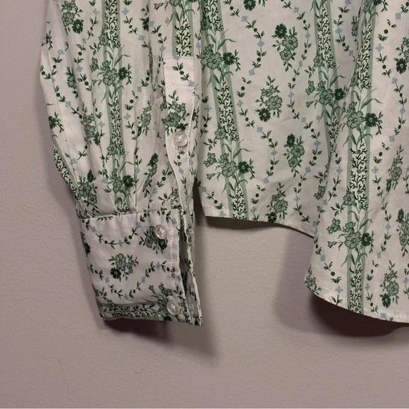 Hill‎ House Women's The James Shirt Green and White Vine Stripe Large - Picture 6 of 11